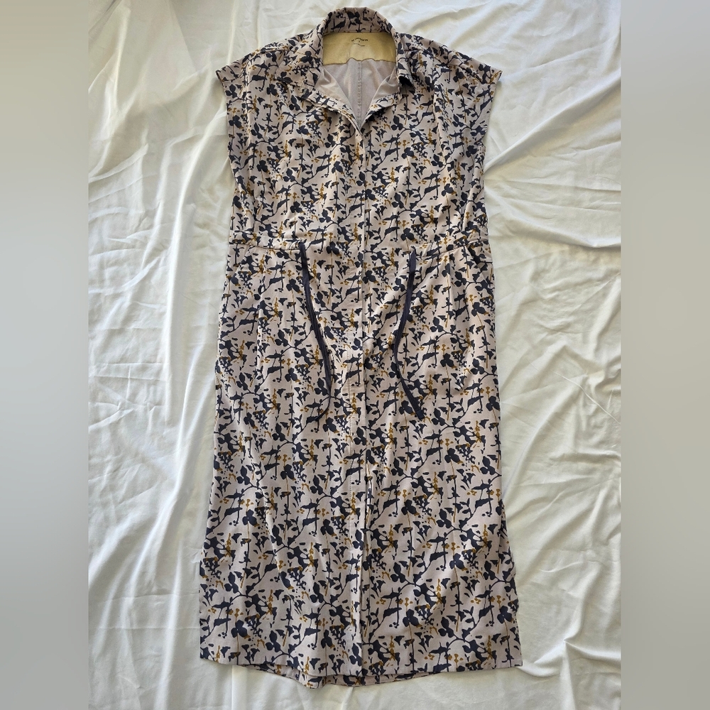 REI Sun Up Navy Floral Dress Midi Dress